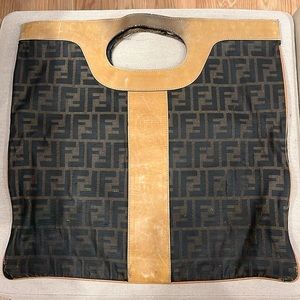 Fendi Vintage Coated Canvas Zucca Fold Over Tote